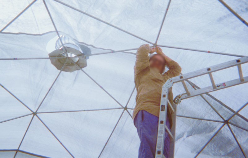 The final bolt of the 24 foot dome